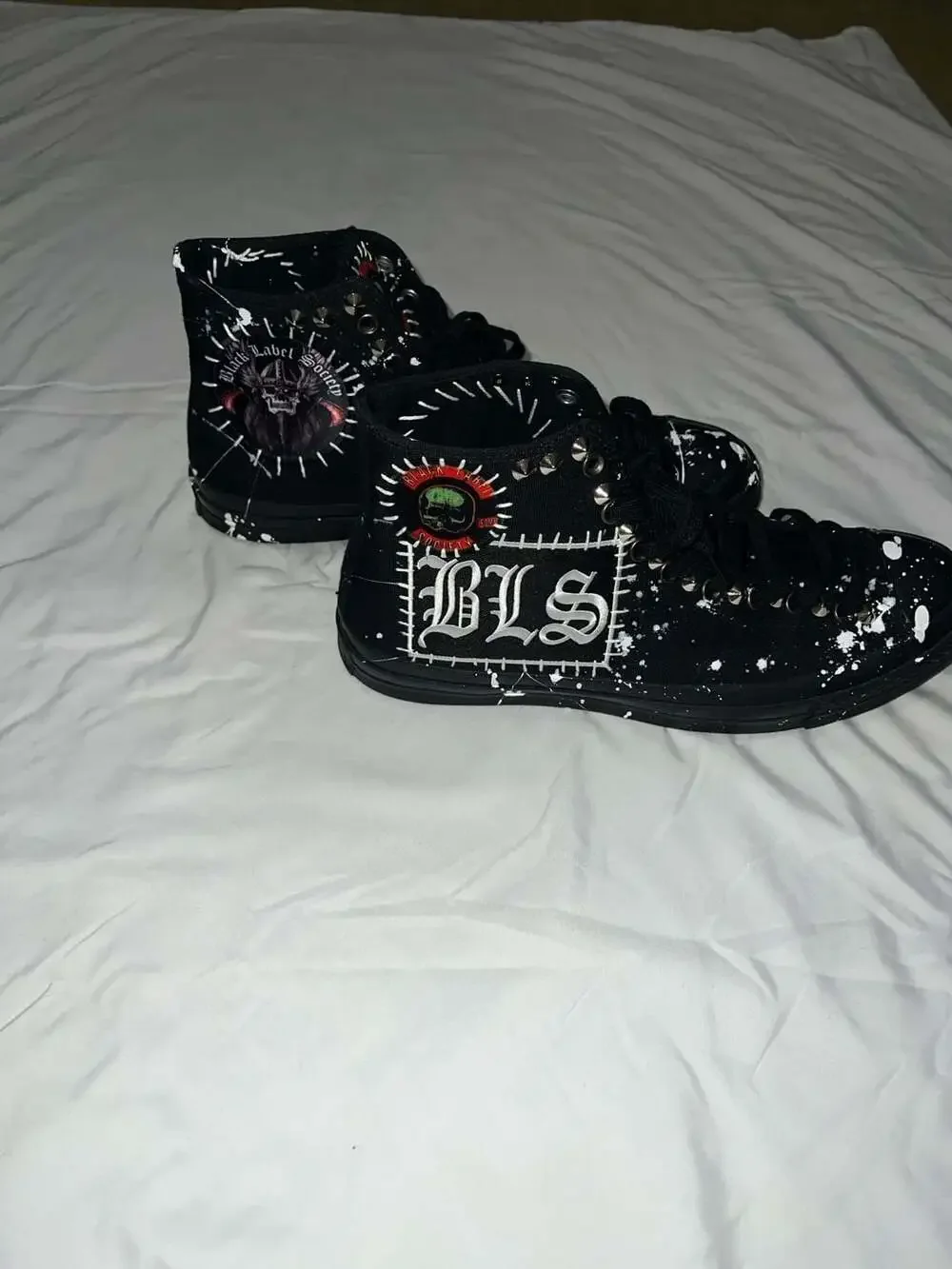 Custom Black Label Society Zakk Sabbath Studded Paint Splatter  Size 12 - Picture 7 of 10